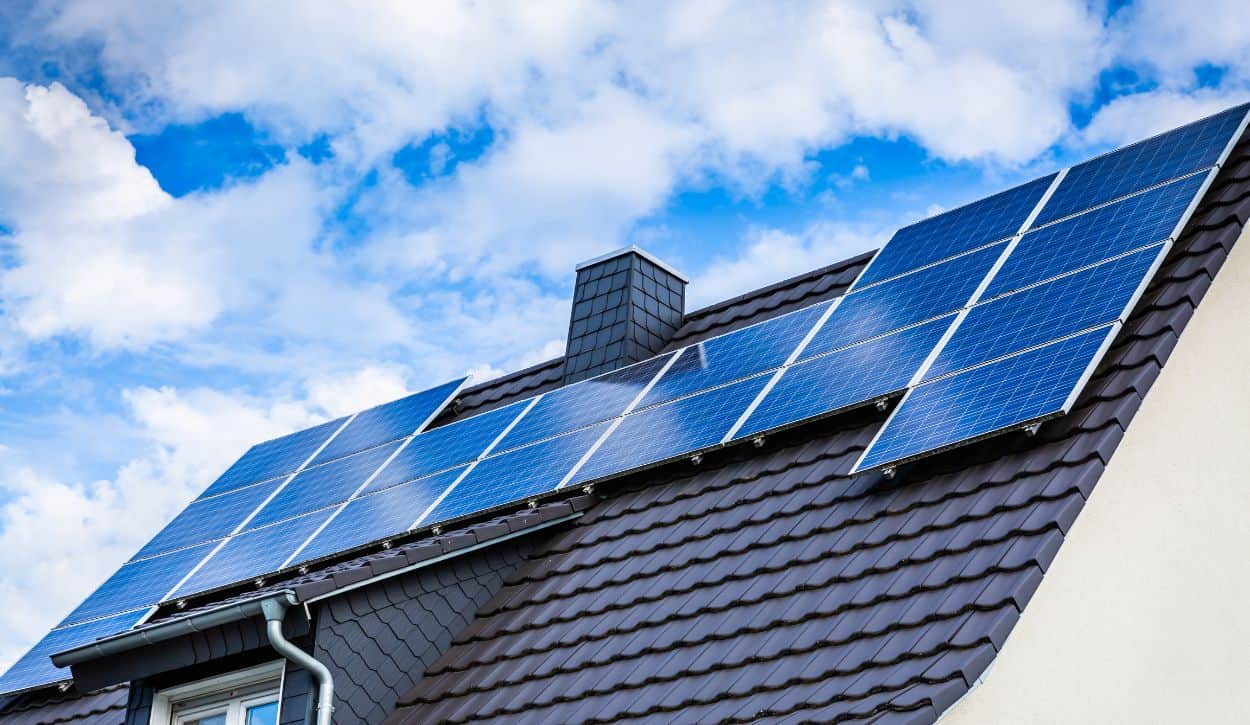 Solar panels on the roof of a house
