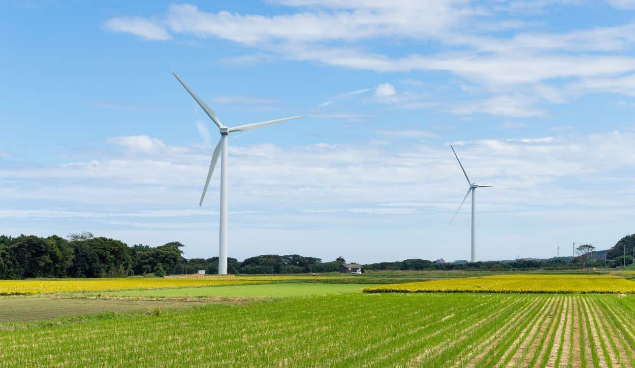 Titan - Featured Image Two utility-scale, horizontal-axis wind turbines