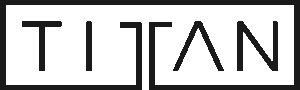 Titan logo in bold black font with geometric design elements.