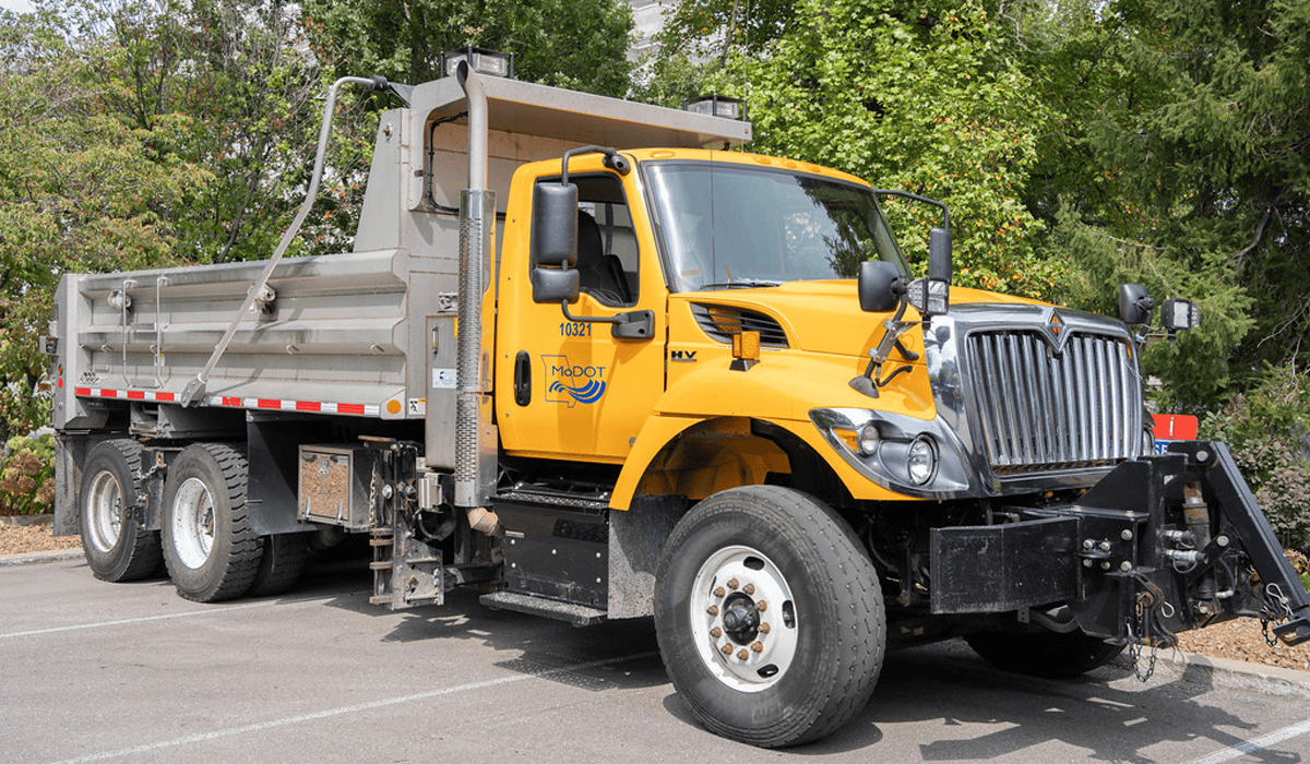 Missouri DOT dump truck parked in daytime